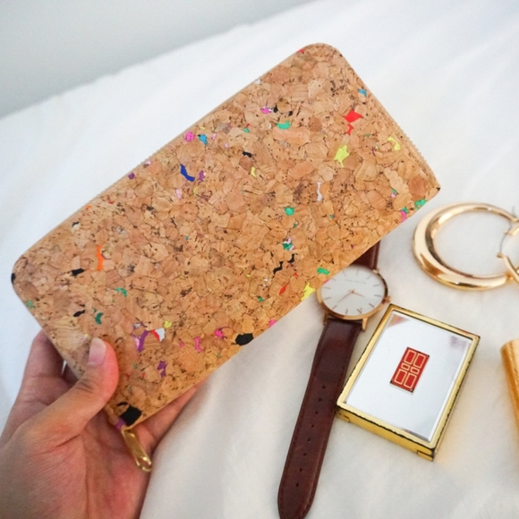 Multi-Coloured Cork Zipper Wallet - Picture 2 of 5